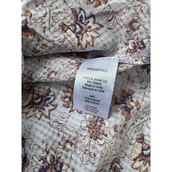Veronica Beard Shirt Womens Medium Purple Floral Ruffle Long Sleeve Blouse - Picture 12 of 14